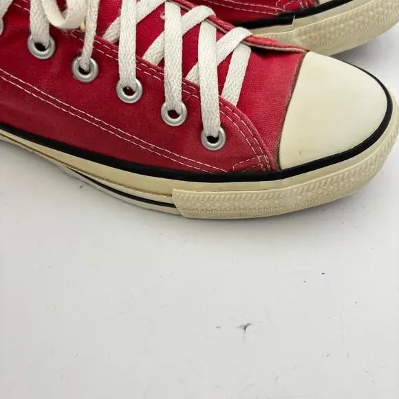 Vintage 90s Converse Chuck Taylor Low Sneakers Shoes Men\'s 8 Red Vintage 1990s Converse Low Tops Red Made in USA Chucks  main image 4